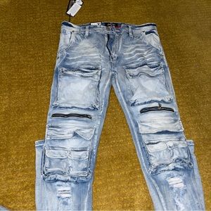 Frost F1278 Light Wash Zipper Stacked Jeans BNWT $132 Size 36